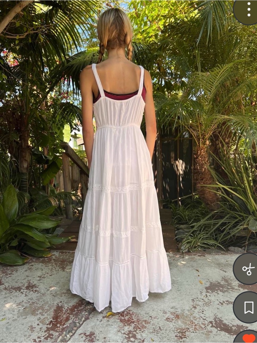 Forever 21 White Crochet-Trim Tiered Maxi Dress Prairie Boho S - Picture 13 of 14